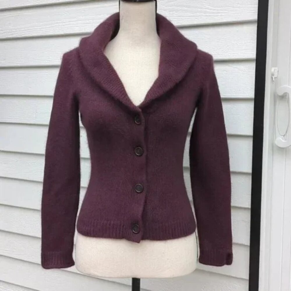 Ann Taylor Petite Cowl Neck Cardigan Sweater | Rabbit Hair -Wool Blend Sweater